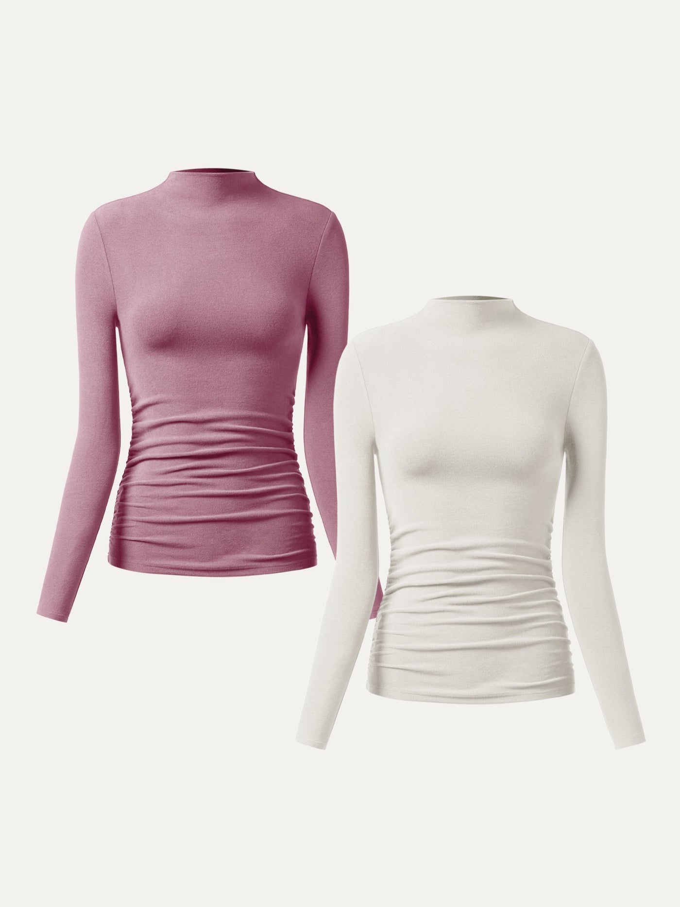 Thermal Ruched Sides Tuckable Mockneck Top