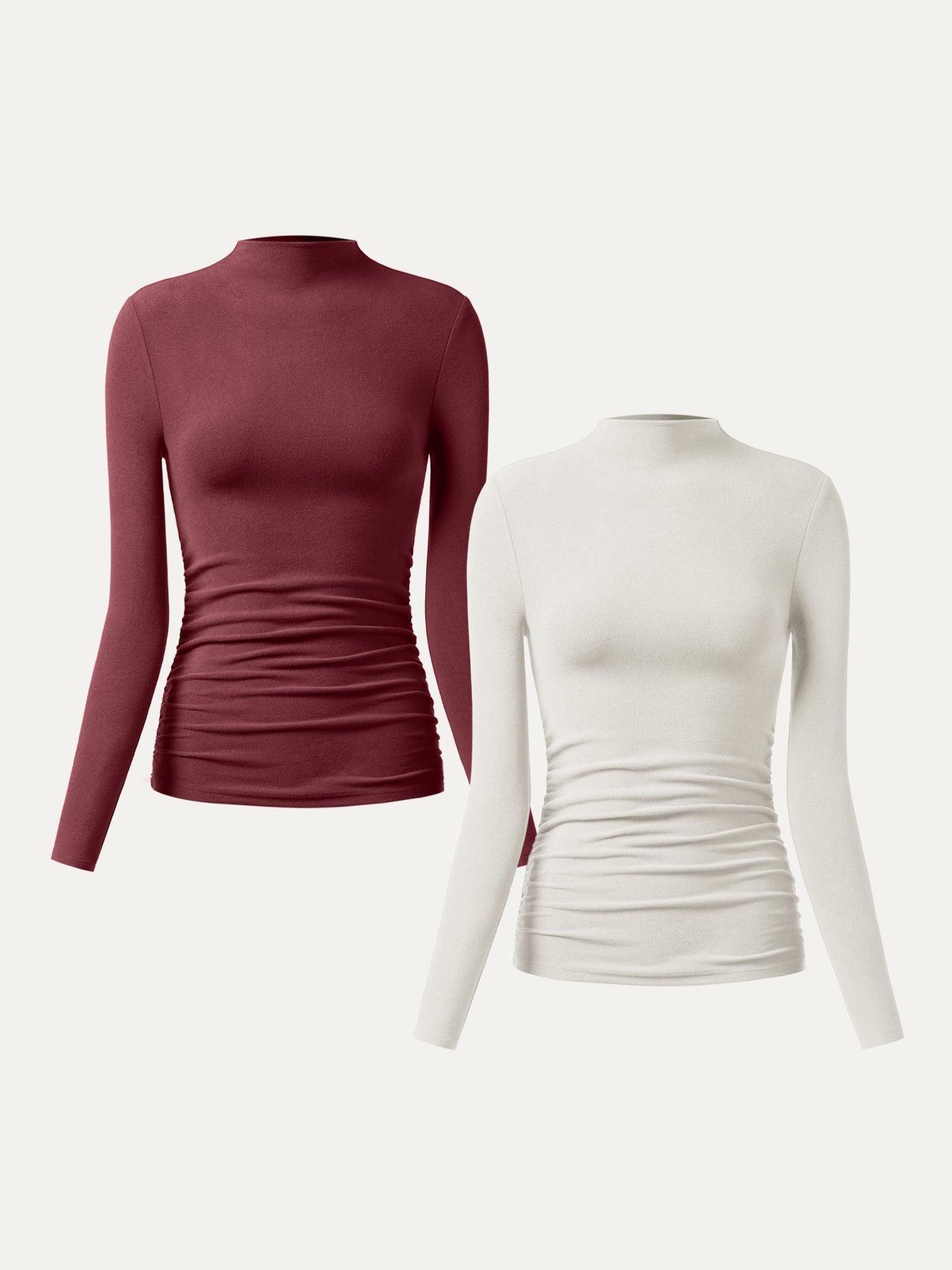 Thermal Ruched Sides Tuckable Mockneck Top
