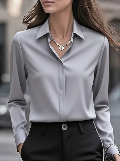 Raya™ | Elegant Long Sleeve Button-Down Top