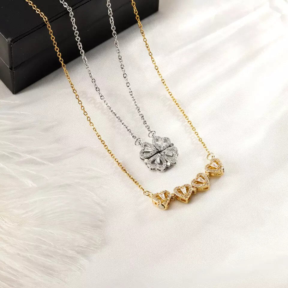 Alethea - Heart Necklace with Leaf Design