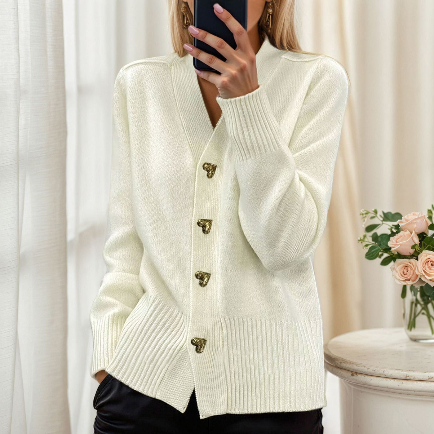 Melina™ | Soft Cardigan with Heart Buttons