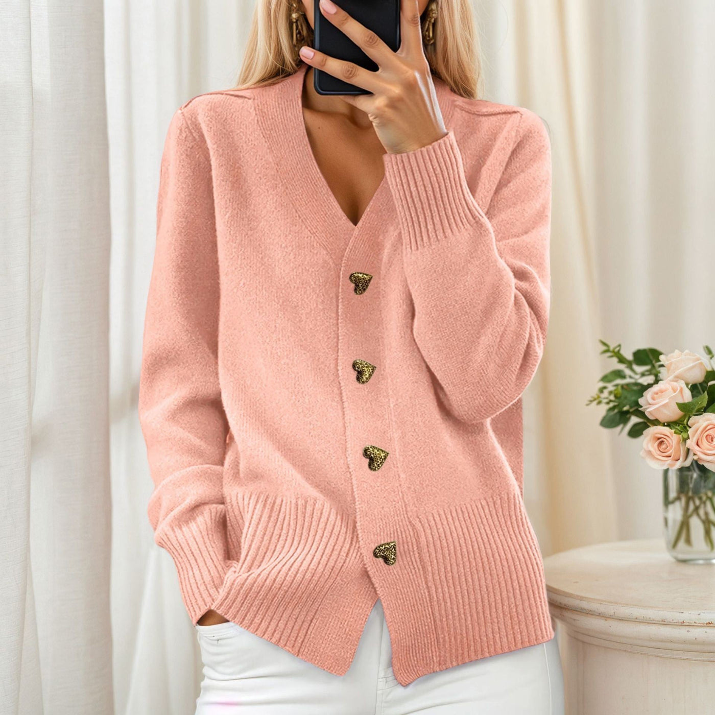 Melina™ | Soft Cardigan with Heart Buttons