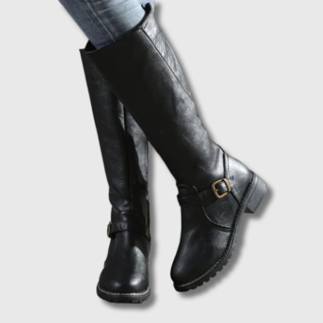 Hailey - Limited Edition Knee-High Boots with Buckle and Zipper