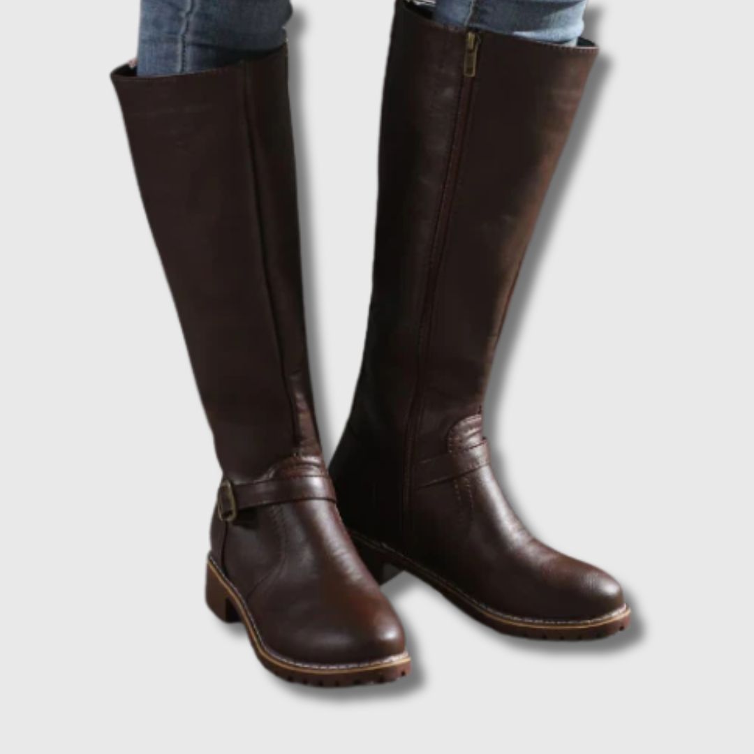 Hailey - Limited Edition Knee-High Boots with Buckle and Zipper