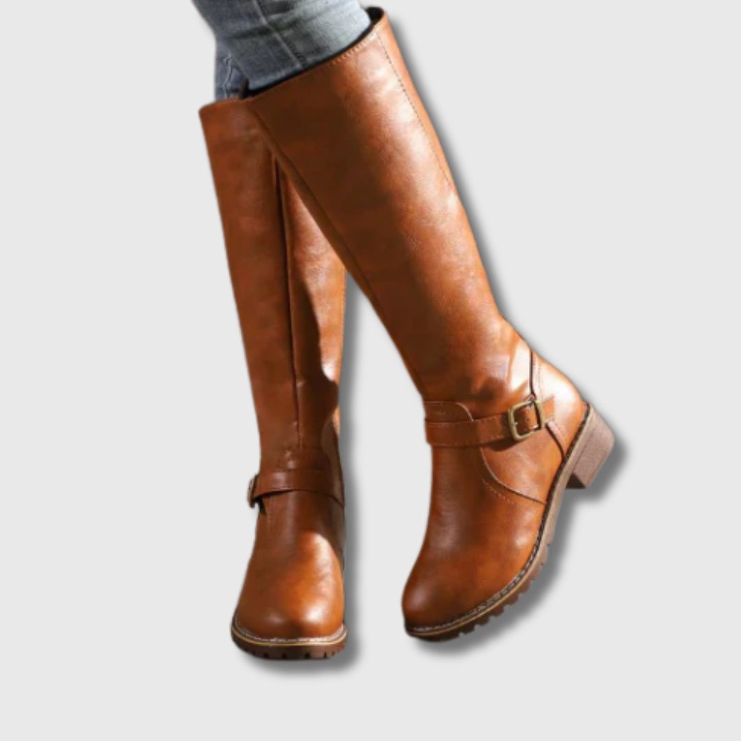 Hailey - Limited Edition Knee-High Boots with Buckle and Zipper