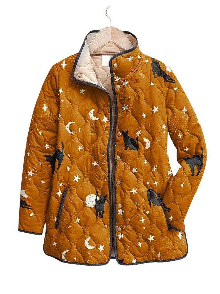 Black Cat Print Jacket