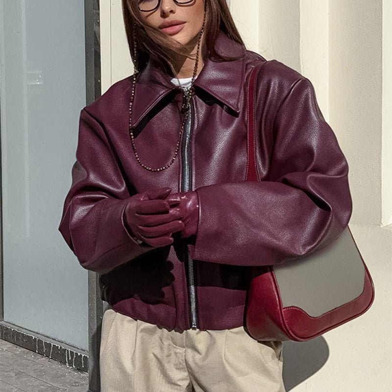 Burgundy Biker Jacket