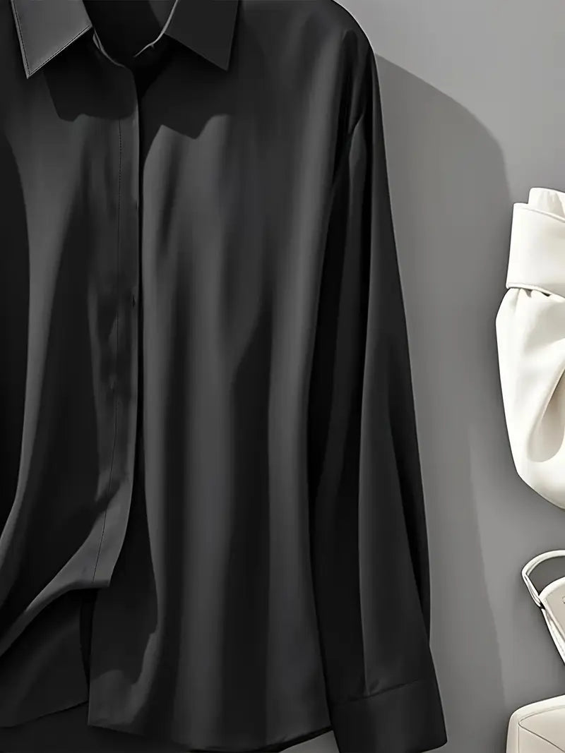 Raya™ | Elegant Long Sleeve Button-Down Top