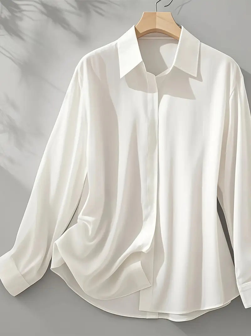 Raya™ | Elegant Long Sleeve Button-Down Top