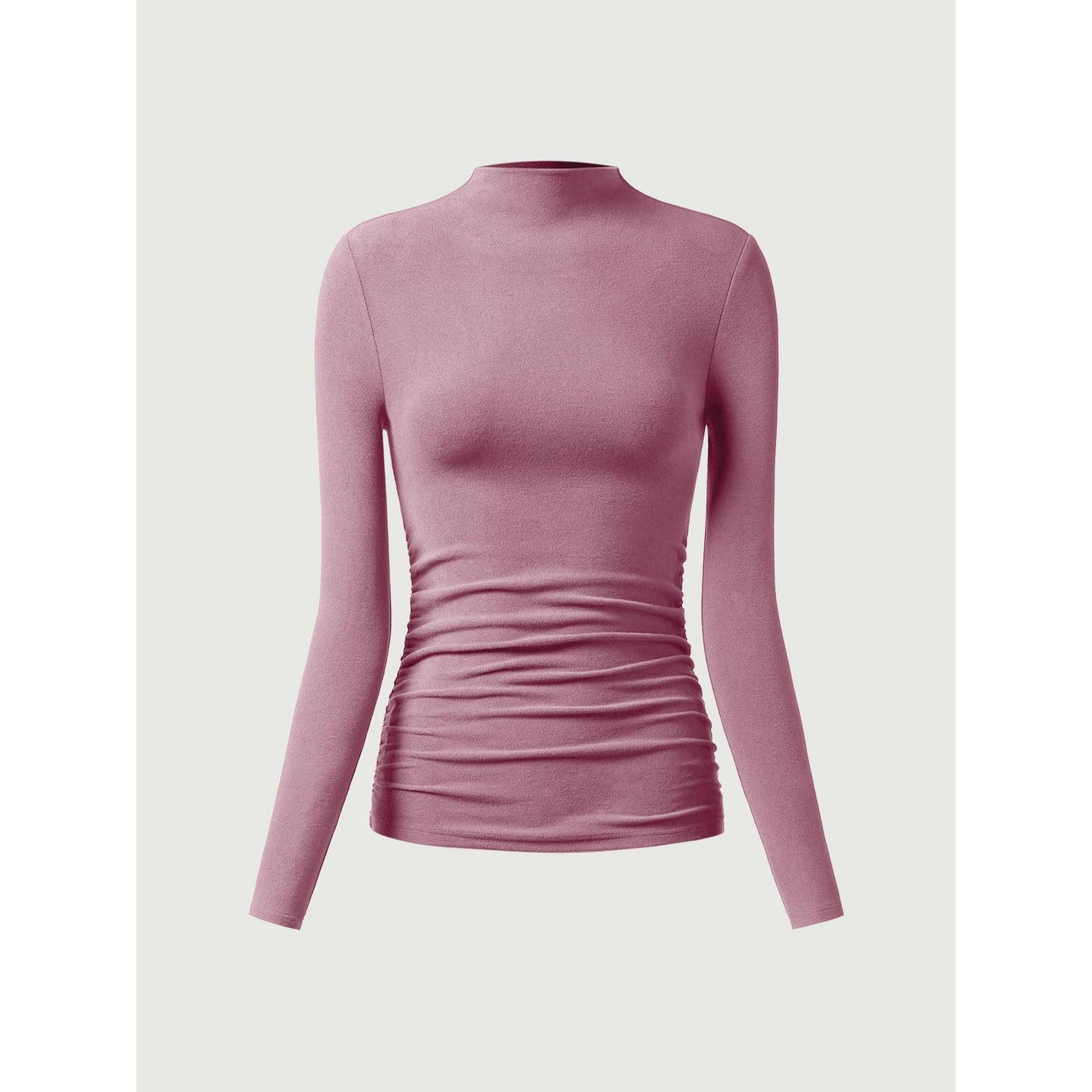 Thermal Ruched Sides Tuckable Mockneck Top