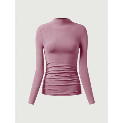 Thermal Ruched Sides Tuckable Mockneck Top