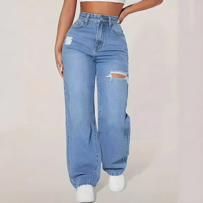 Maya™ | Straight Jeans with Worn Effect