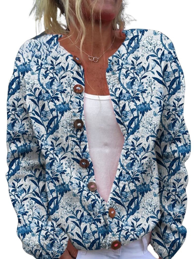 Soline | Elegant Blue Knit Cardigan