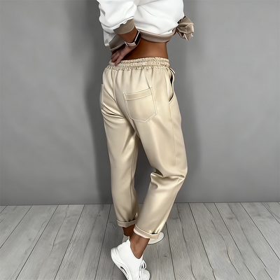 Florence - Casual V-Neck Top and High-Waisted Pants 2-Piece Set